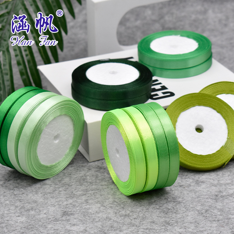 源头工厂绿色丝带丝带卷装饰用品手工材料节日礼盒包装装饰配件50米
