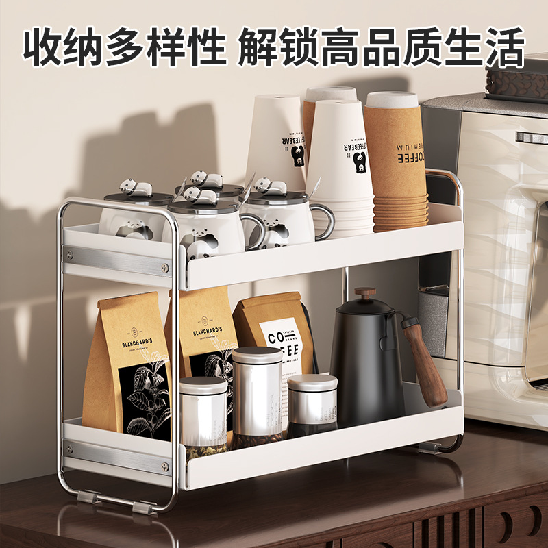 Stainless steel kitchen seasoning rack, multi-layered and multi-functional countertop storage rack, oil, salt, soy sauce and vinegar storage rack, seasoning bottle storage rack Specification image