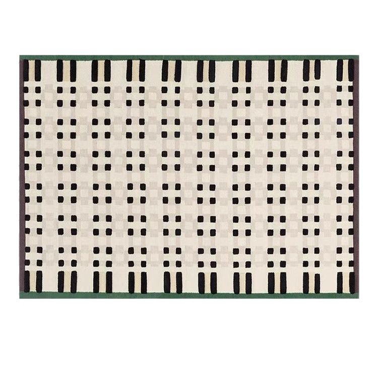 2024 New French faux cashmere living room carpet, vintage checkered, high-end and simple Nordic-style bedroom bedside carpet Application Scenario