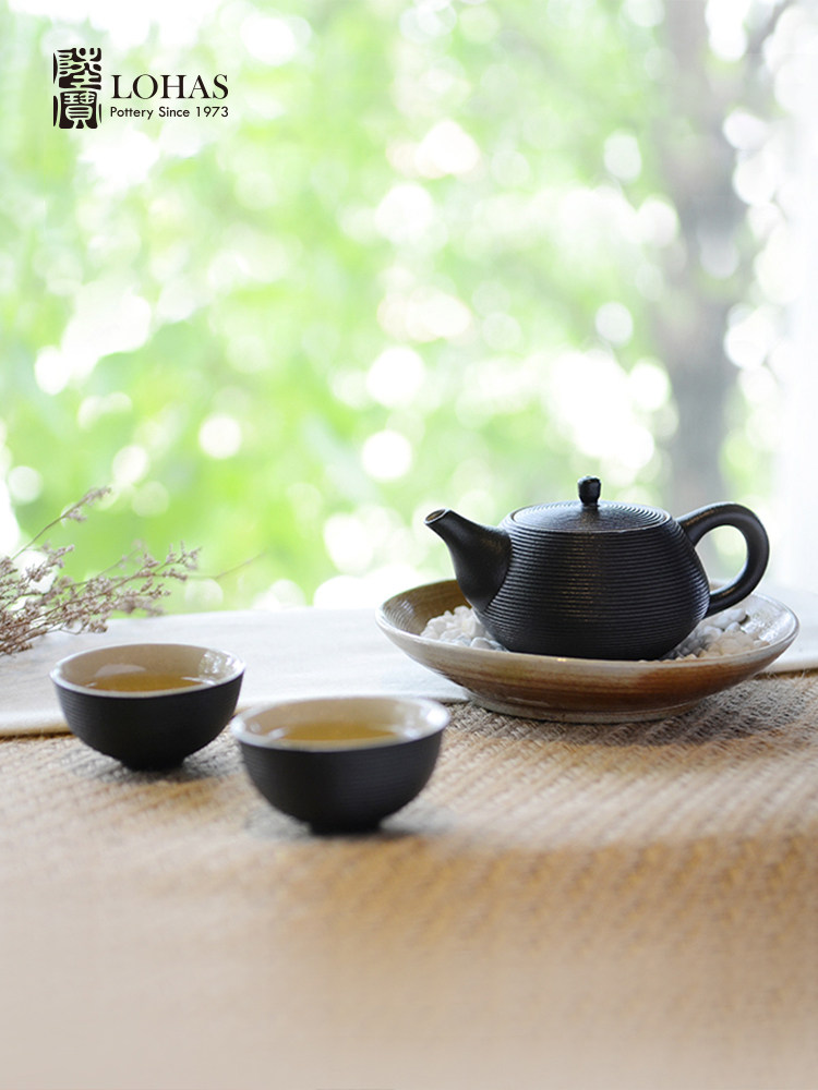 Lu Bao Ceramic Teapot Single-person Kung Fu Tea Set, one teapot and two cups, Zen Charm Wabi-sabi Style Tea Set Gift Box Application Scenario