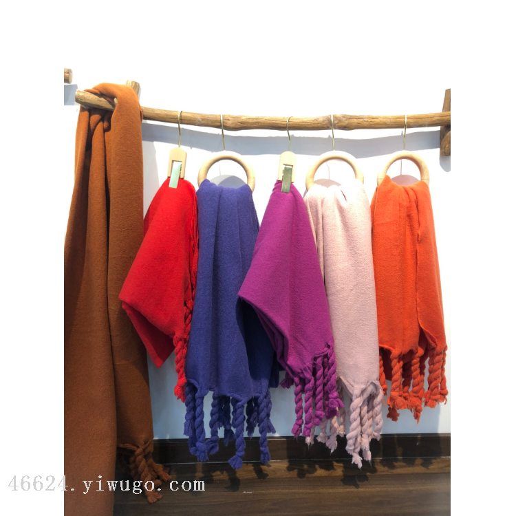 Cross-border scarf wholesale 40 Thick beard series plain weave hand-knitted thick beard scarf e-commerce supply chain