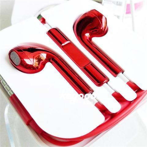 Suitable for vivo, iQOO, Huawei, OPPO Honor 20 mobile phones, silver earbuds, in-ear headphones, dazzling red Item Picture