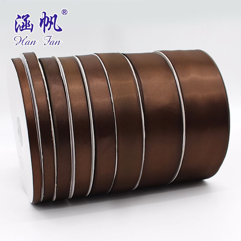 6mm-50mm coffee-colored polyester webbing factory direct sales ribbon ribbons, decorative gifts, cakes, wedding ribbons