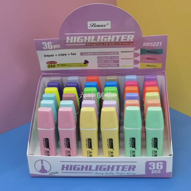 6-color eco-friendly highlighter, student key point marking pen, eye-protecting color DH-3805