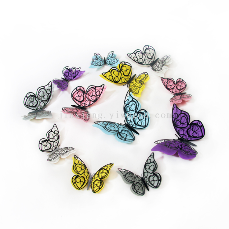 3d double-layer butterfly decoration, laser hollowed-out butterfly, PVC simulation butterfly, 3D stereoscopic decoration
