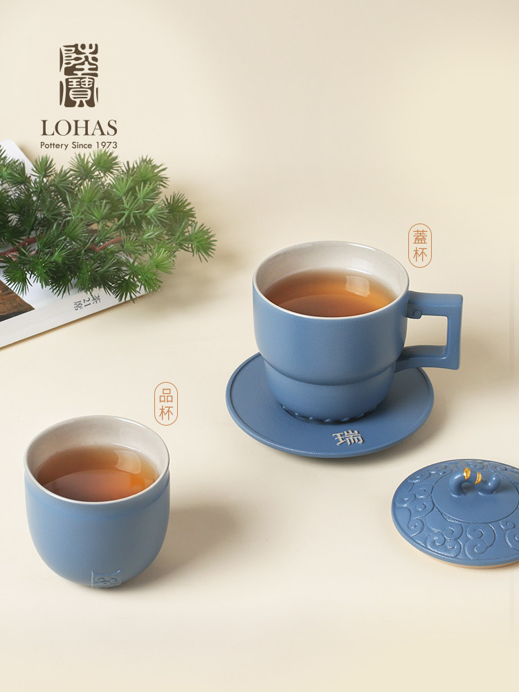 Lubao ceramic mugs, Furui Chengxiang lid cups, household tea brewing cups, cup holders, Chinese ceramic cups, water cups can be customized Application Scenario