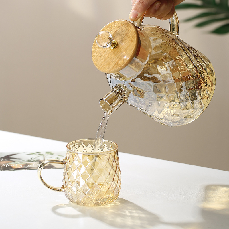 High borosilicate heat-resistant and cold-resistant water kettle, large-capacity cooling water kettle, household teapot, juice and beverage teapot, light luxury Lanling teapot