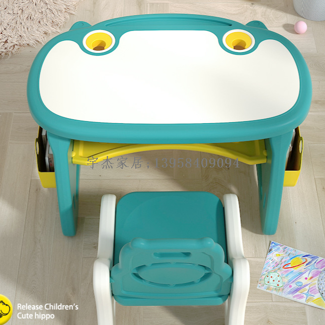 Children's desks, study desks, chairs, writing desks, simple household single desks for primary school students, height-adjustable children's drawing desks Specification image