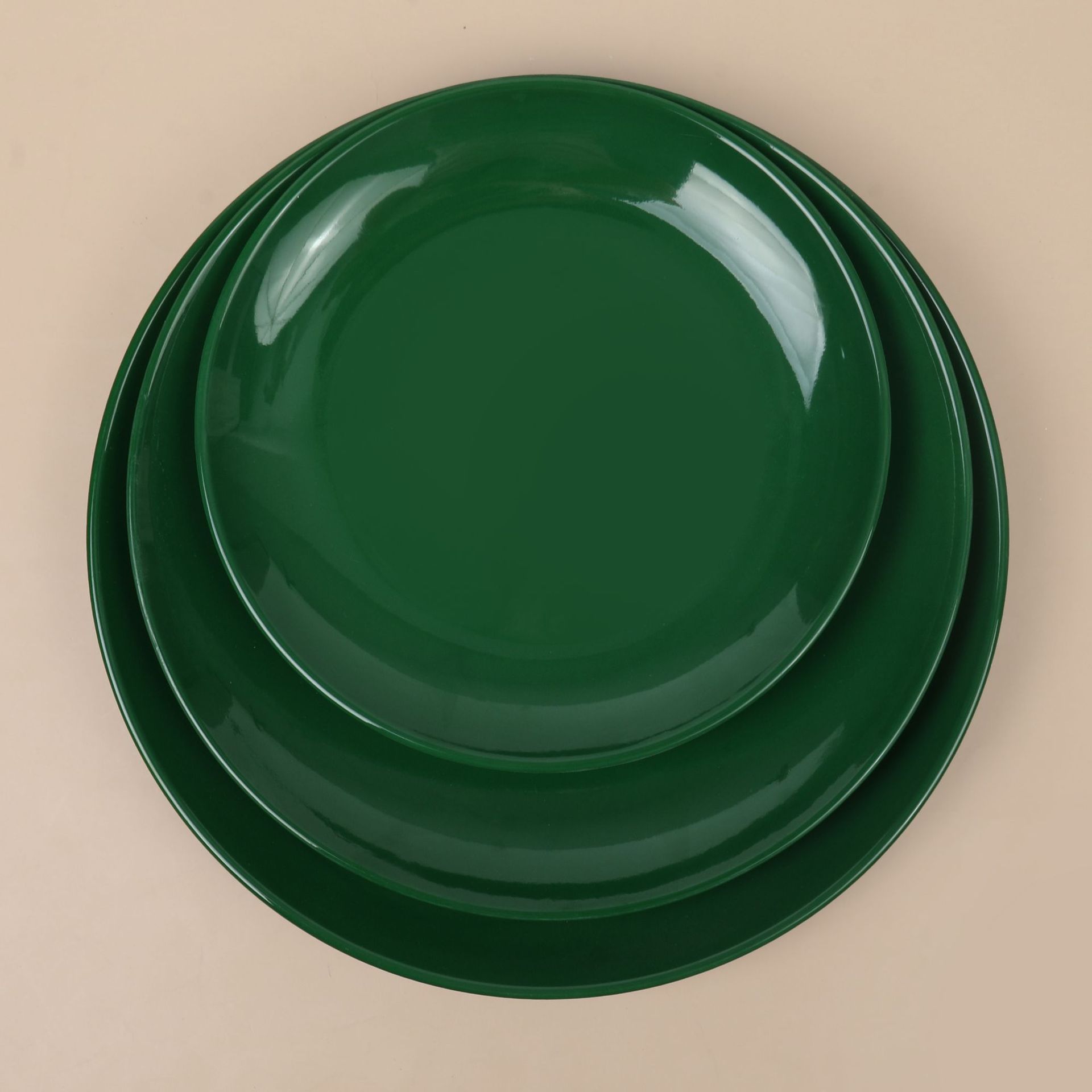Solid dark green melamine bowls, melamine plates, melamine tableware tray sets, melamine saucers, imitation porcelain, exclusively for export Specification drawing