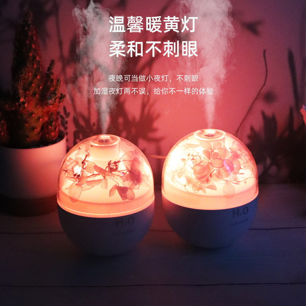 The new Everlasting Flower humidifier is a portable car and home USB water replenishment atomization soft sound night light creative humidifier Specification image