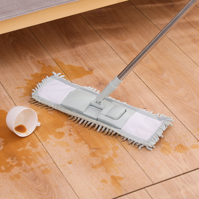 Stainless steel retractable Chenille mop, 360-degree rotatable household hand-wash flat mop