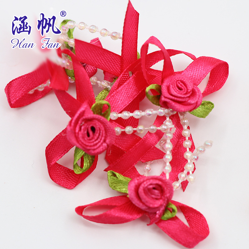 Wholesale handmade ribbon small flower underwear, small flower home textiles, shoes, hats and accessories, ribbon hand-tied bow rose details Picture
