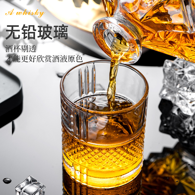 玻璃杯酒水杯玻璃钻石杯竖纹杯威士忌杯酒吧啤酒杯加厚KTV洋酒杯