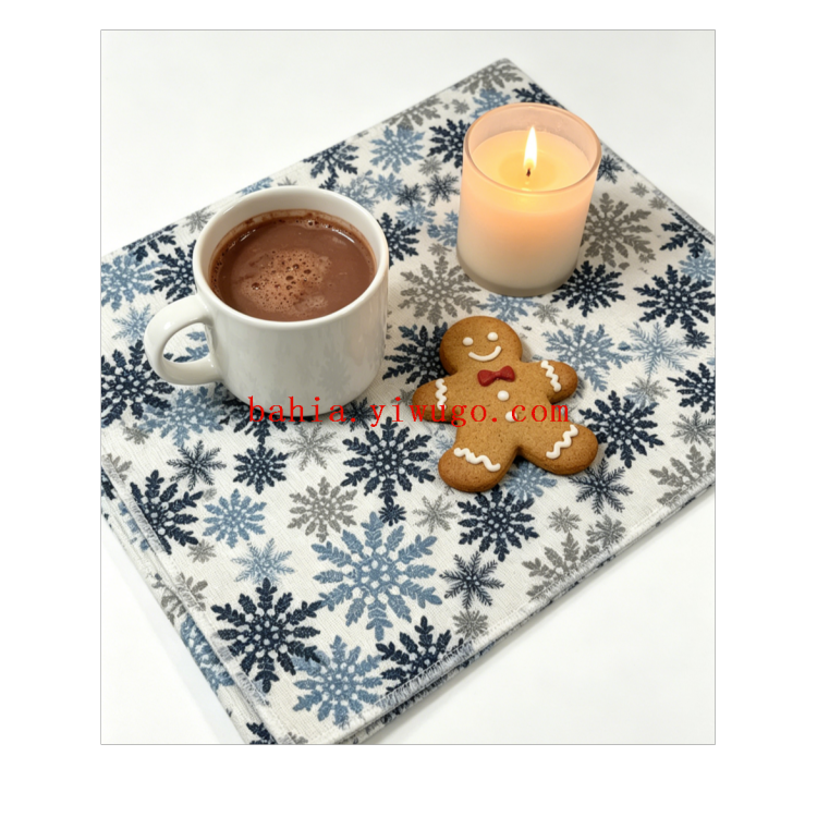 Nordic snowflake kitchen drying pad, high water absorption quick-drying dish draining cloth, countertop scratch-resistant and heat-resistant protective pad Application Scenario