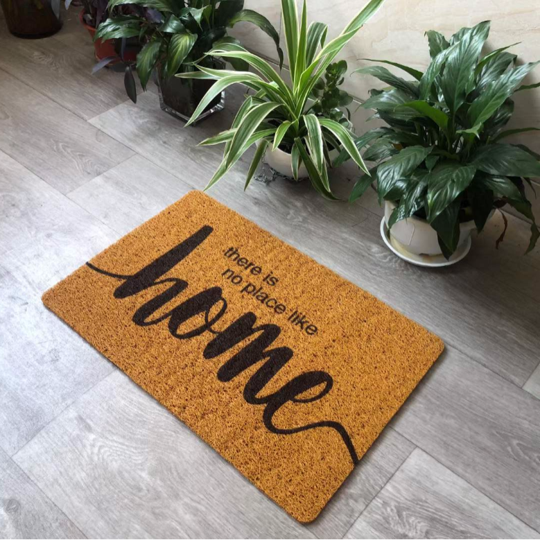 Printed faux brown mat for the entrance, living room and corridor, anti-slip floor mat, simple printed and fashionable entrance carpet