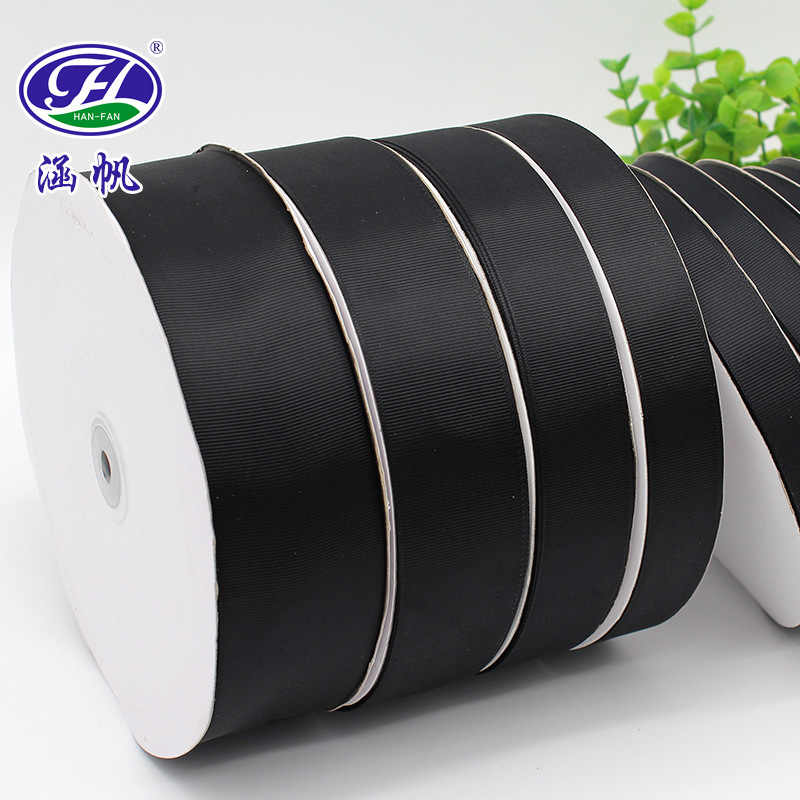 Factory direct sales of 0.3-6cm black ribbed tape, threaded tape, black plain weave tape and polyester bags details Picture
