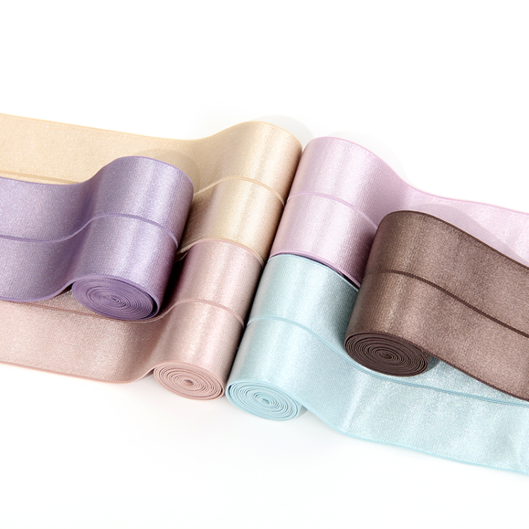 Colorful light fiber folded elastic band yoga pants and dance dress waist and head smooth thread widened one-foot elastic webbing Item Picture