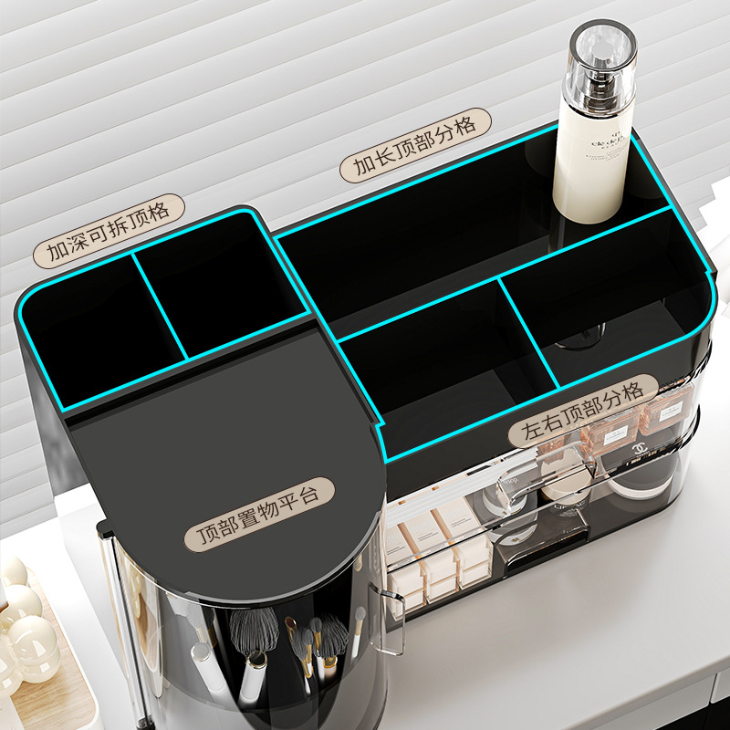 Cosmetic storage box, desktop drawer style, high-end dust-proof pen holder, dressing table, lipstick storage box Specification image