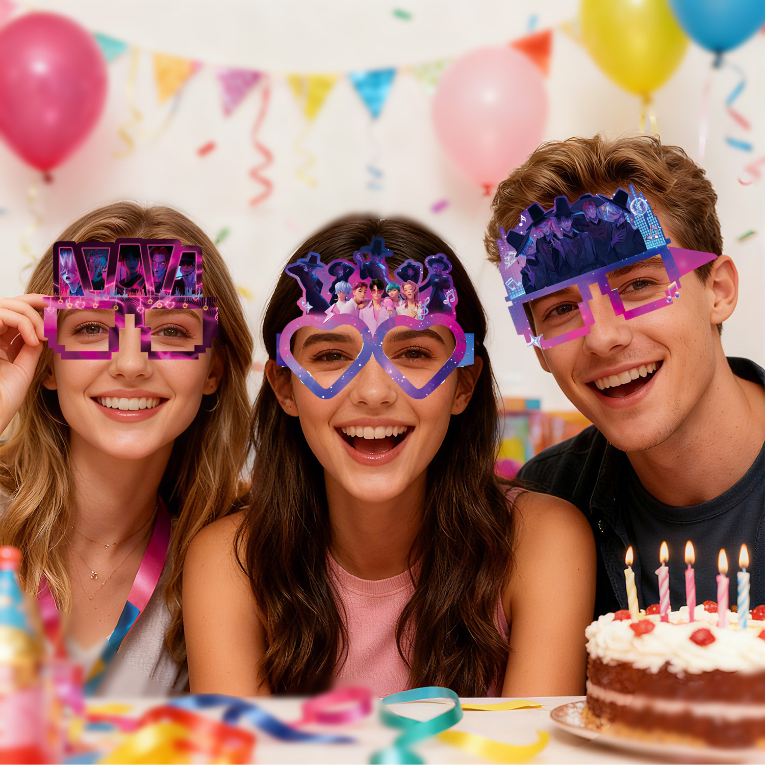 跨境新品猎魔男团主题生日派对装饰品纸眼镜舞会聚会拍照装扮道具