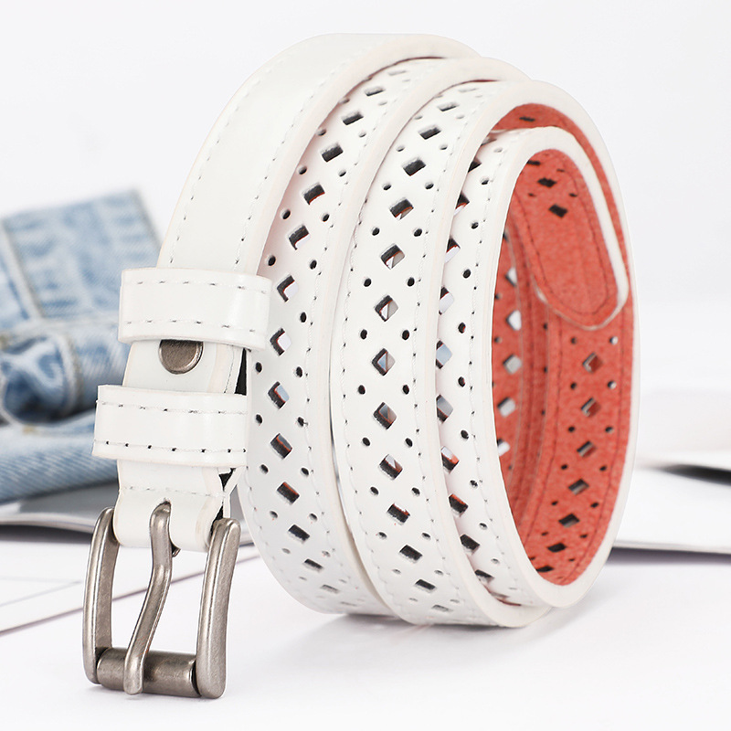 A simple and versatile thin belt with a retro hollowed-out ins style for women, paired with a skirt decoration and jeans strap details Picture