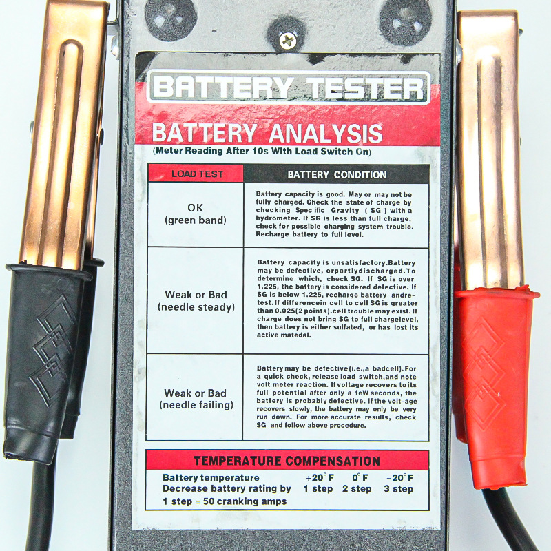 Battery discharge detector, automotive battery tester, electric vehicle battery quality, capacity and life measurement instrument Specification image