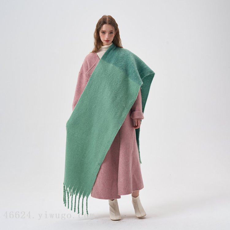 Wholesale of scarves, live-streaming e-commerce, supply chain, simple, color-blocked, soft touch plush scarves