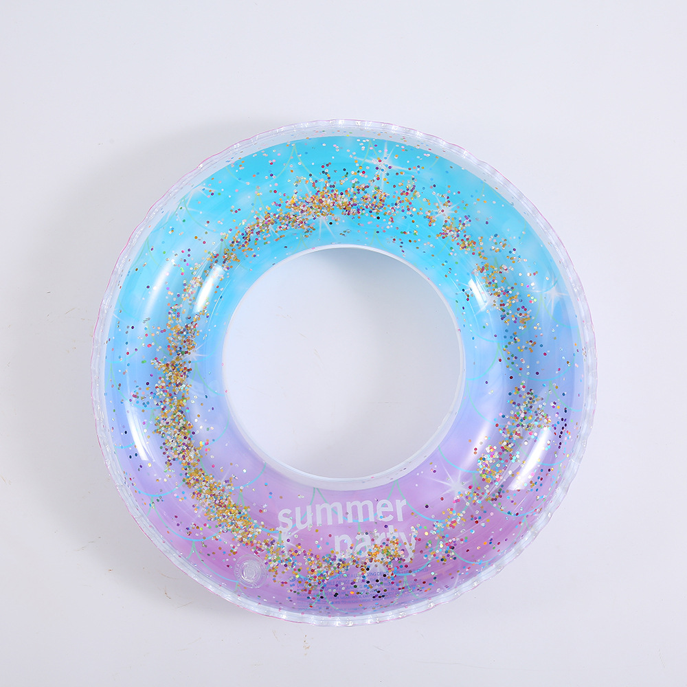 The new trendy sequined starry sky swimming ring, semi-transparent inflatable life buoy, and thickened underarm ring are all bestsellers