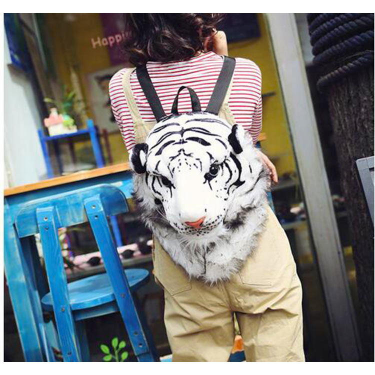 Manufacturer's creative and personalized tiger head backpack, street trend tiger bag, student couple outdoor plush backpack