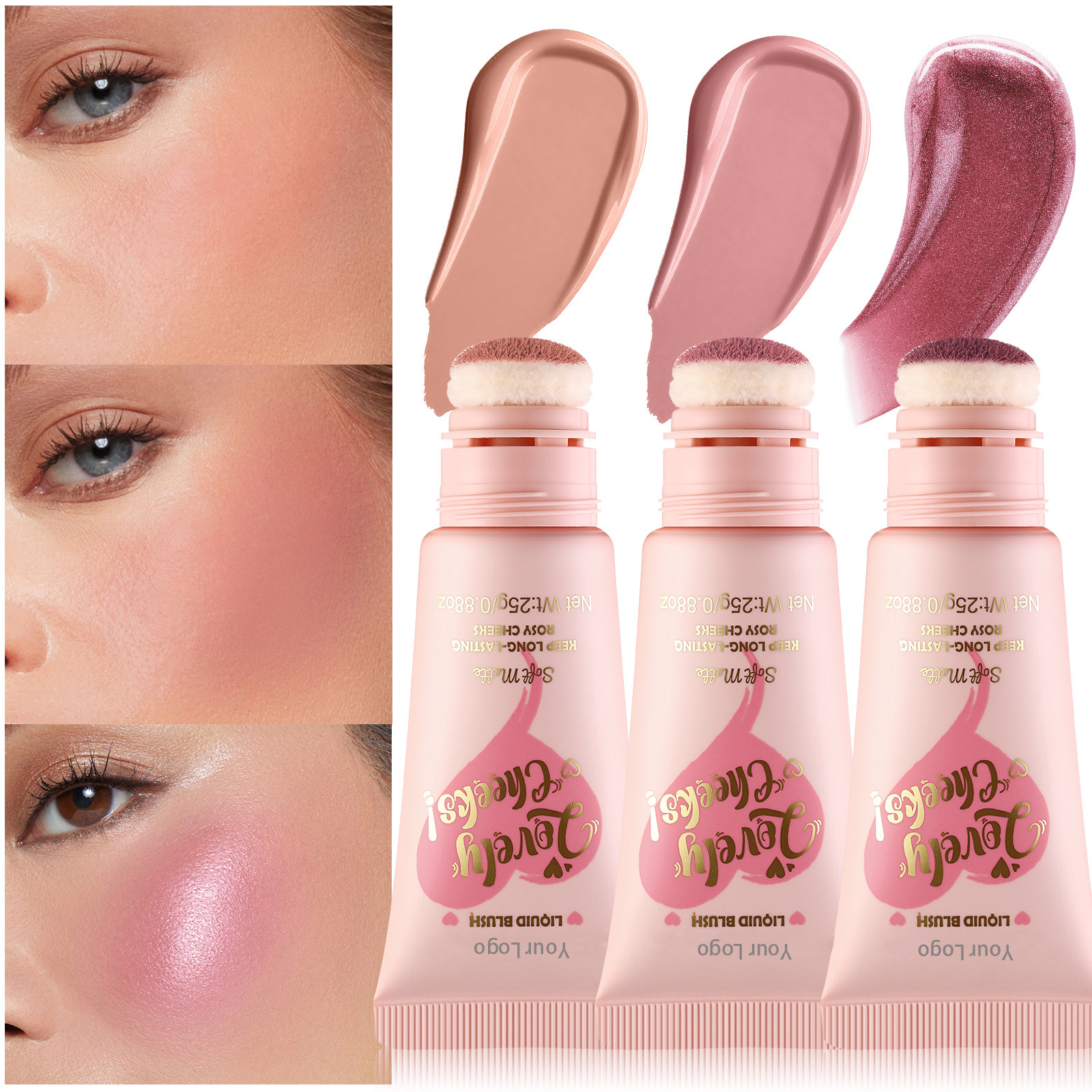 A genuine herbal mineral long-lasting waterproof liquid blush color-changing matte palette for light skin tones from AOMO brand full image