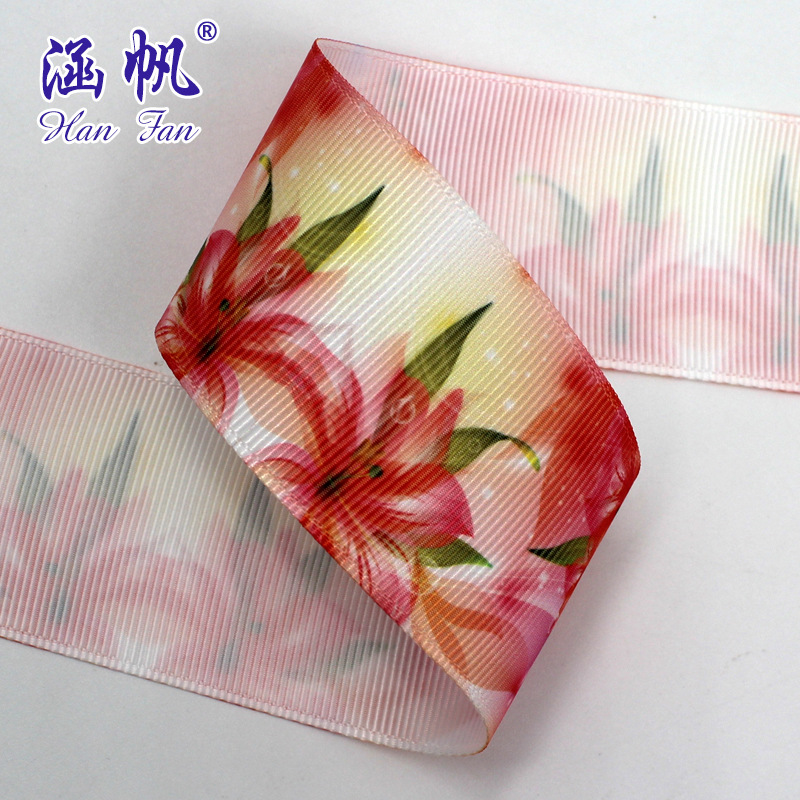 DIY ribbon printing, polyester ribbon printing, custom ribbon printing, hot stamping, heat transfer brush, factory direct sales Specification image