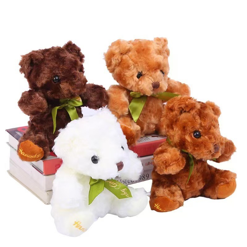 8-inch cross-border ribbon teddy bear plush toy sitting style Teddy bear doll, cute and adorable gift