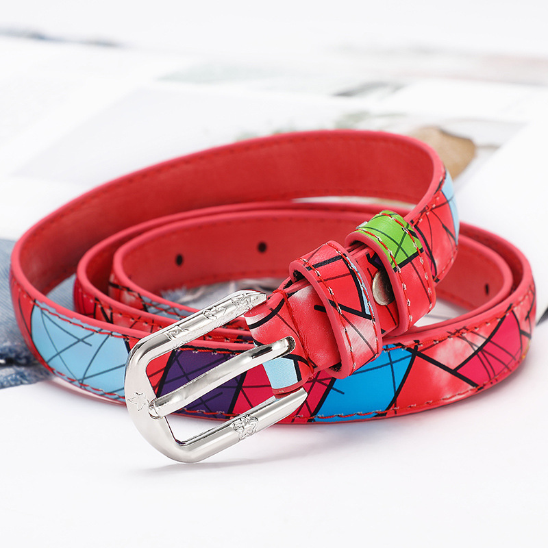 Pin buckle belt, women's graffiti decoration, versatile jeans with casual hip-hop street decoration belt, women's wholesale mixed batch Item Picture