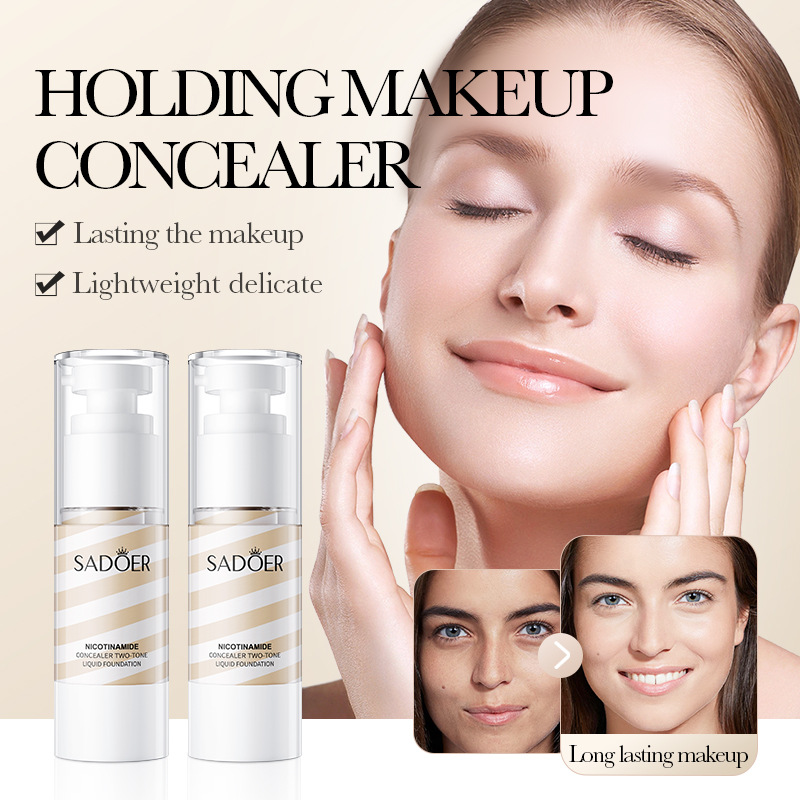 Niacinamide Whitening Two-color Liquid Setting Blend Foundation Cream Concealer Moisturizer (with label)