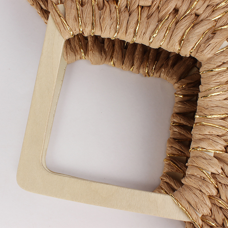 One-piece dropshipping vacation beach bag, simple and versatile, gold thread fine woven handbag, woven bag, handcrafted ladies' bag Item Picture