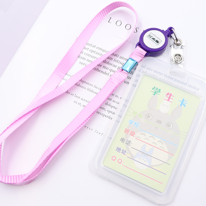 Manga de tarjeta transparente para estudiantes de campus con lanyards manga de tarjeta de identificación retráctil manga de tarjeta de autobús manga de tarjeta de arroz placa de identificación manga de tarjeta de acceso Specification image