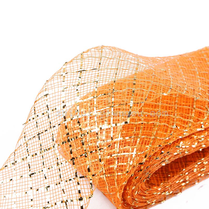 Factory direct sales of fresh flower bouquets, bow packaging, 4cm golden mesh belt details Picture