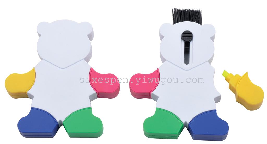 Four-color ribbon brush, printable LOGO teddy bear gift highlighter Application Scenario