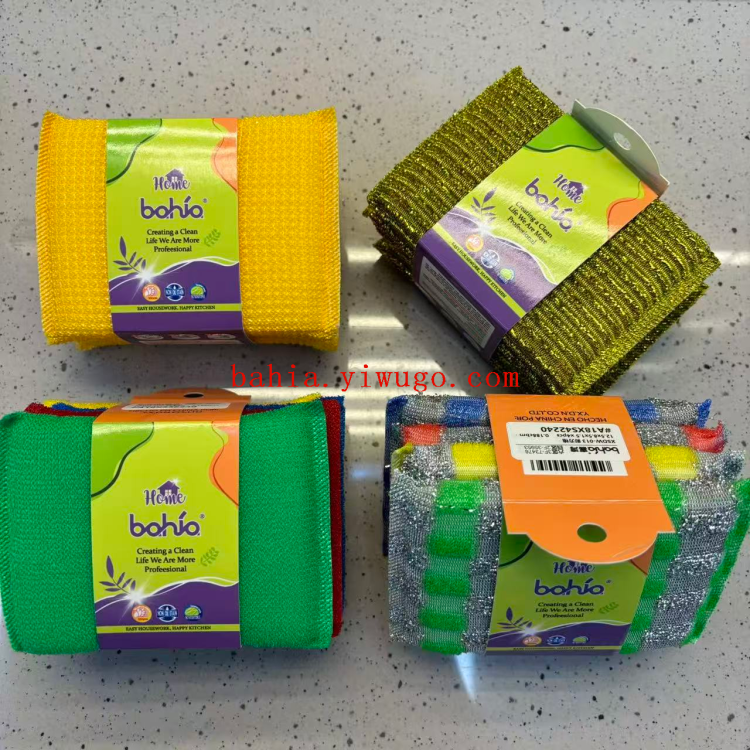 وتغسل الأواني في المطابخ بغسيل الوعاء، وتغسل الأطباق 4PCS بأغشية الإسفنج بمزيج من القماش لتنظيف القطن في باهيا Specification image