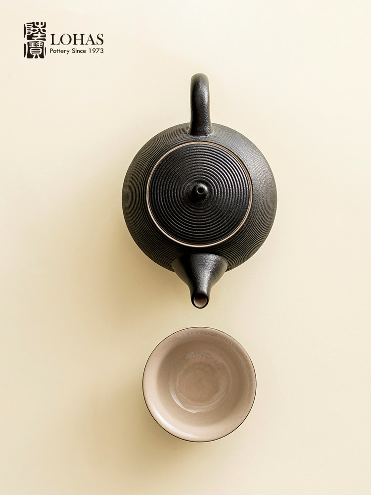 Lu Bao Ceramic Teapot Single-person Kung Fu Tea Set, one teapot and two cups, Zen Charm Wabi-sabi Style Tea Set Gift Box details Picture