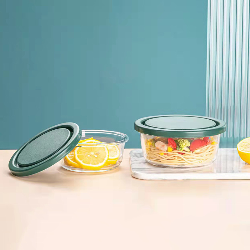 Round lunch boxes, insulated lunch boxes, glass food-grade lunch boxes, microwave oven-safe boxes, gift wholesale Specification image