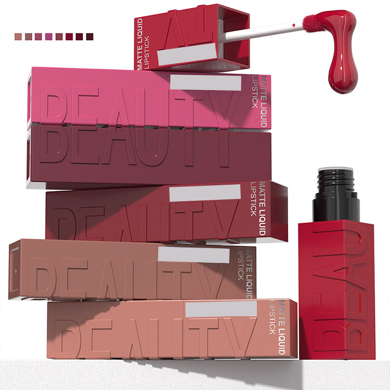 Velvet matte lip gloss set with 8-color square tubes offers a smooth and long-lasting luster Application Scenario