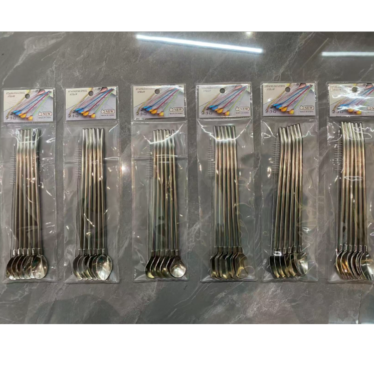 Stainless steel creative flower-shaped straw spoon, summer beverage milk tea stirring straw spoon, dual-purpose wholesale Application Scenario
