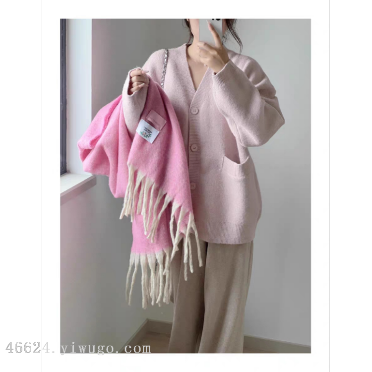 Cross-border scarf wholesale e-commerce new 88 Marshmallow series rice warp plain thick beard Marshmallow single color thick beard details Picture