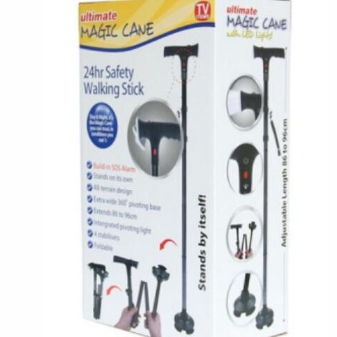 Foldable walking stick, English packaging, LED light alarm function, aluminum alloy four-legged trekking stick Application Scenario