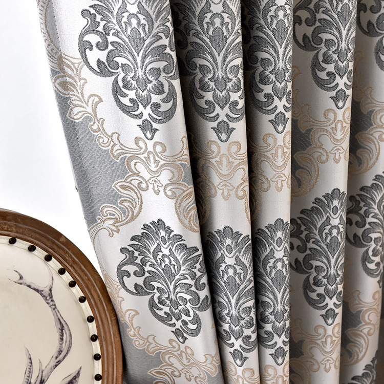 【 Elxi 】 Cross-border wholesale of jacquard blackout curtains, large floral modern and simple jacquard fabric wholesale, and screen Windows details Picture