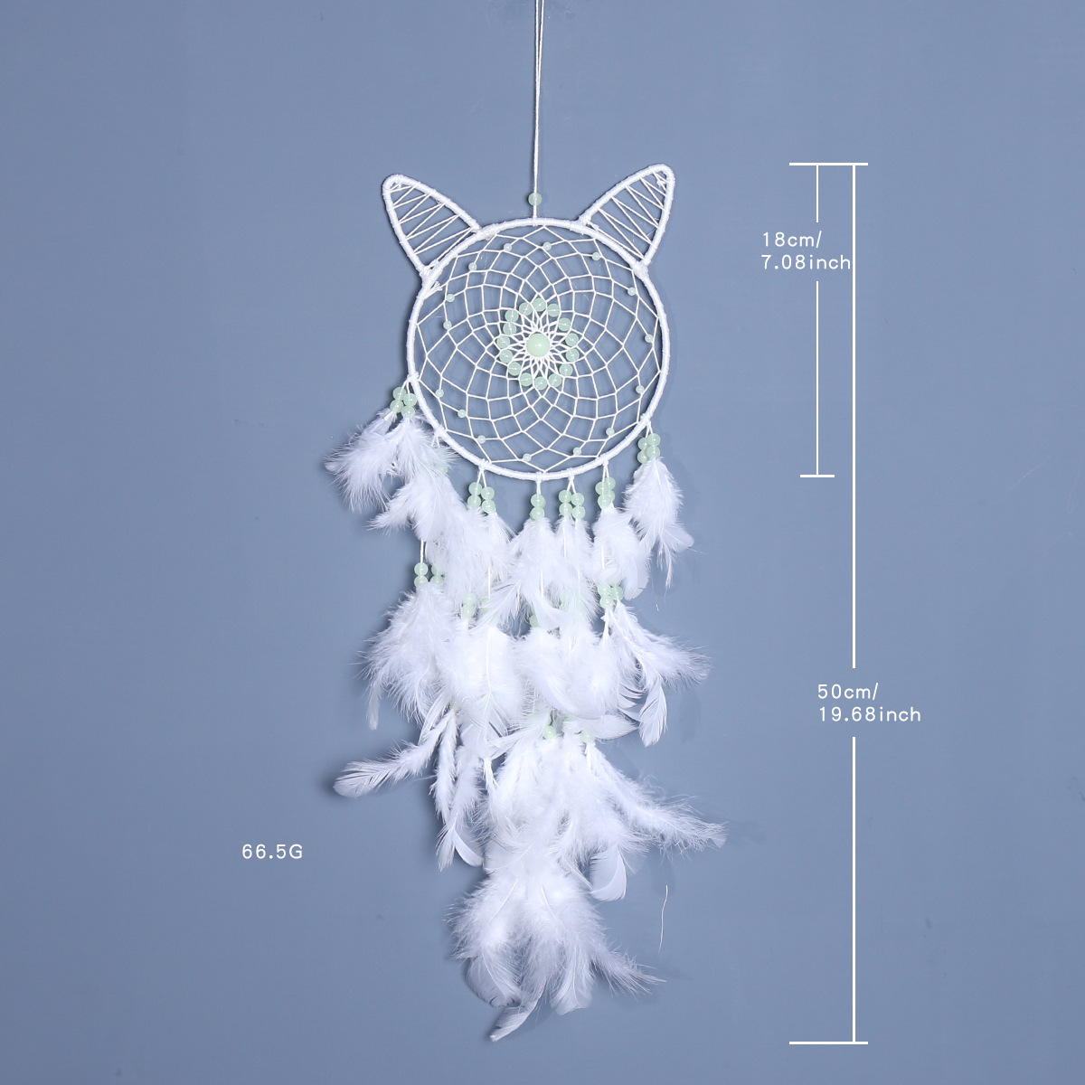 Girlish heart cat-head dreamcatcher, children's room decoration dreamcatcher, luminous cat-head dreamcatcher, white wind chime dreamcatcher Item Picture