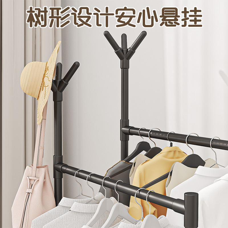 Traspaso transfronterizo de cabello simple rack de ropa colgador de piso montaje de dormitorio colgador de piso rack de almacenamiento de ropa details Picture