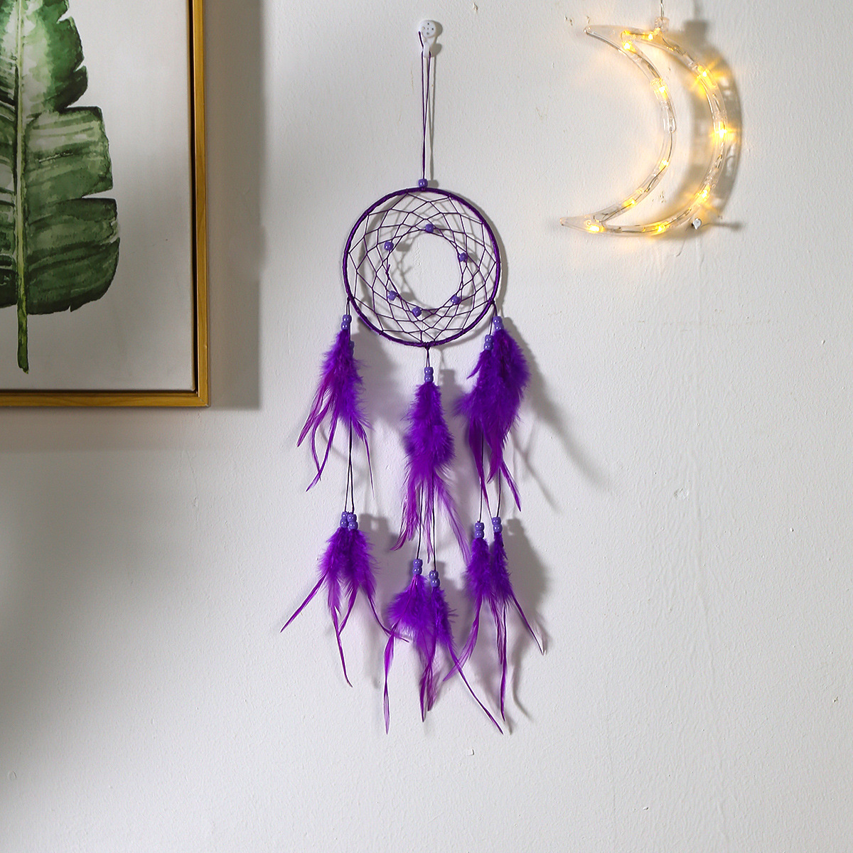 创意羽毛捕梦网挂件手工编织挂件捕梦网挂饰房间装饰品跨境热卖