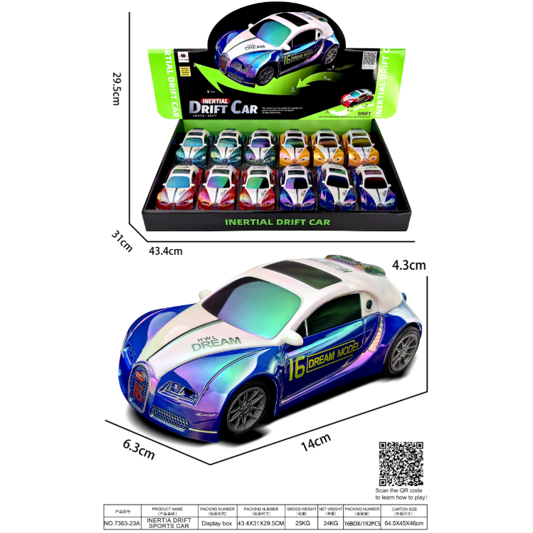 UV dazzler inercia drift stunt car niños simulación concept car modelo juguetes Specification image