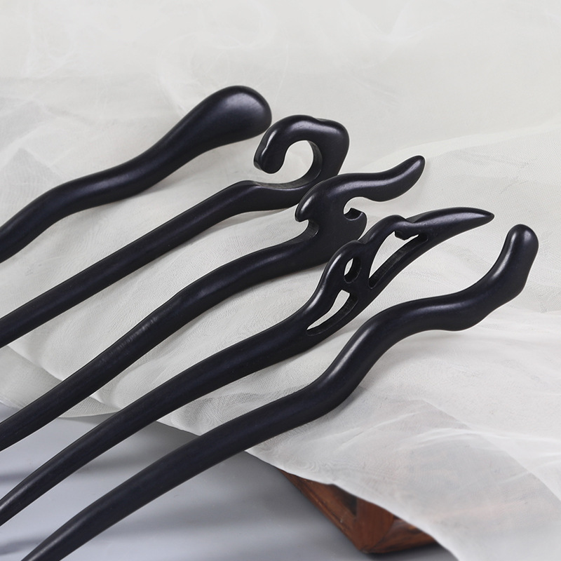 15cm short hairpin made of purple sandalwood, ancient-style hairpin, new Chinese-style hairpin, black sandalwood Hanfu hairpin Specification image